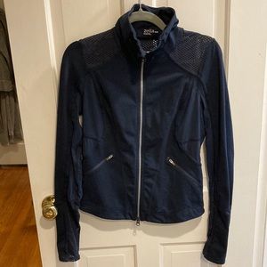 Zella M zip up athletic long sleeve. Navy blue, lots of cool venting. EUC